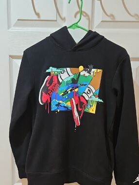 Jordan Black Hoodie with Nike Jumpman Logo. Size. L (Youth)